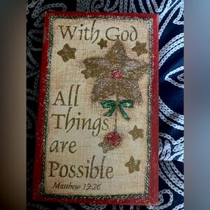 With God All Things Are Possible. Matt 18:26 Shadowbox Sign Decor 8”x5” Stars